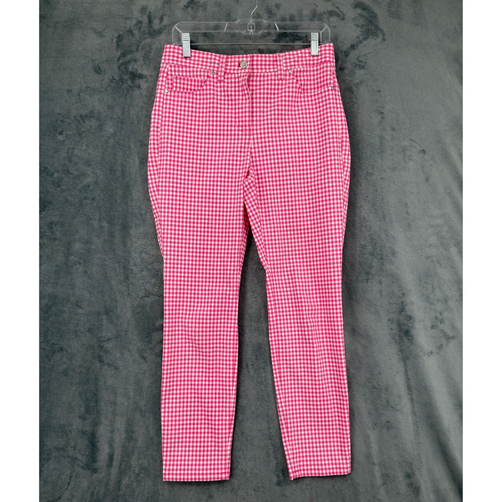 Carlisle Collection Pants Womens Size 6 Gingham Giselle Preppy Coquette Pink Zip